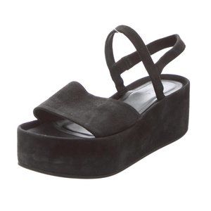 Furla Capriccio Suede Platform Slingback Sandals in Black